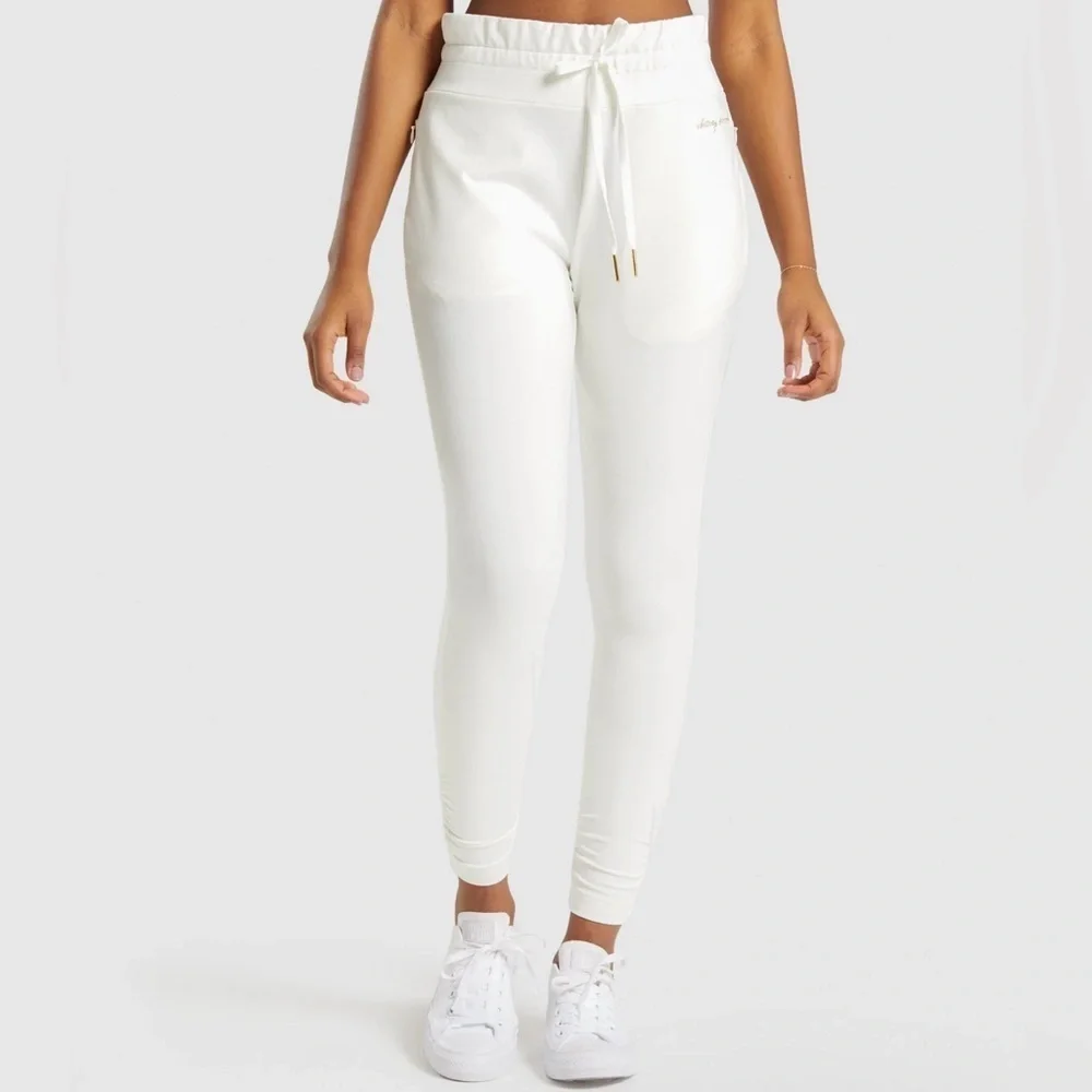 Gym Shark Whitney Simmons Ivory Tapered Athletic Sweats Stretch Womens SZ. M